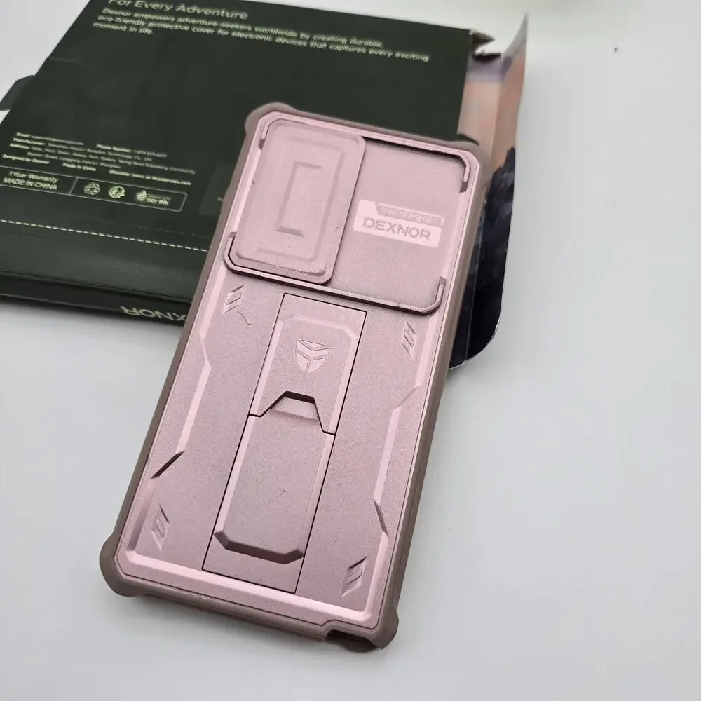 Dexnor Cell Phone Case Galaxy s24 Ultra Pink Camera Cover Kick Stand Rugged
